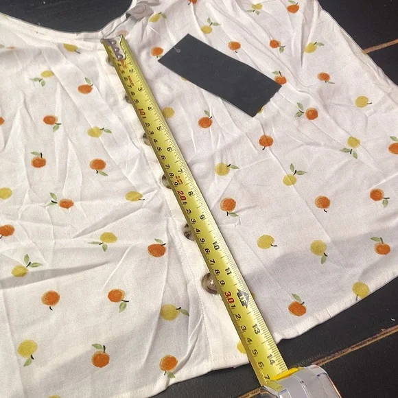 Paper Crane White Camisole with Orange and Green Accents - Picture 8 of 11